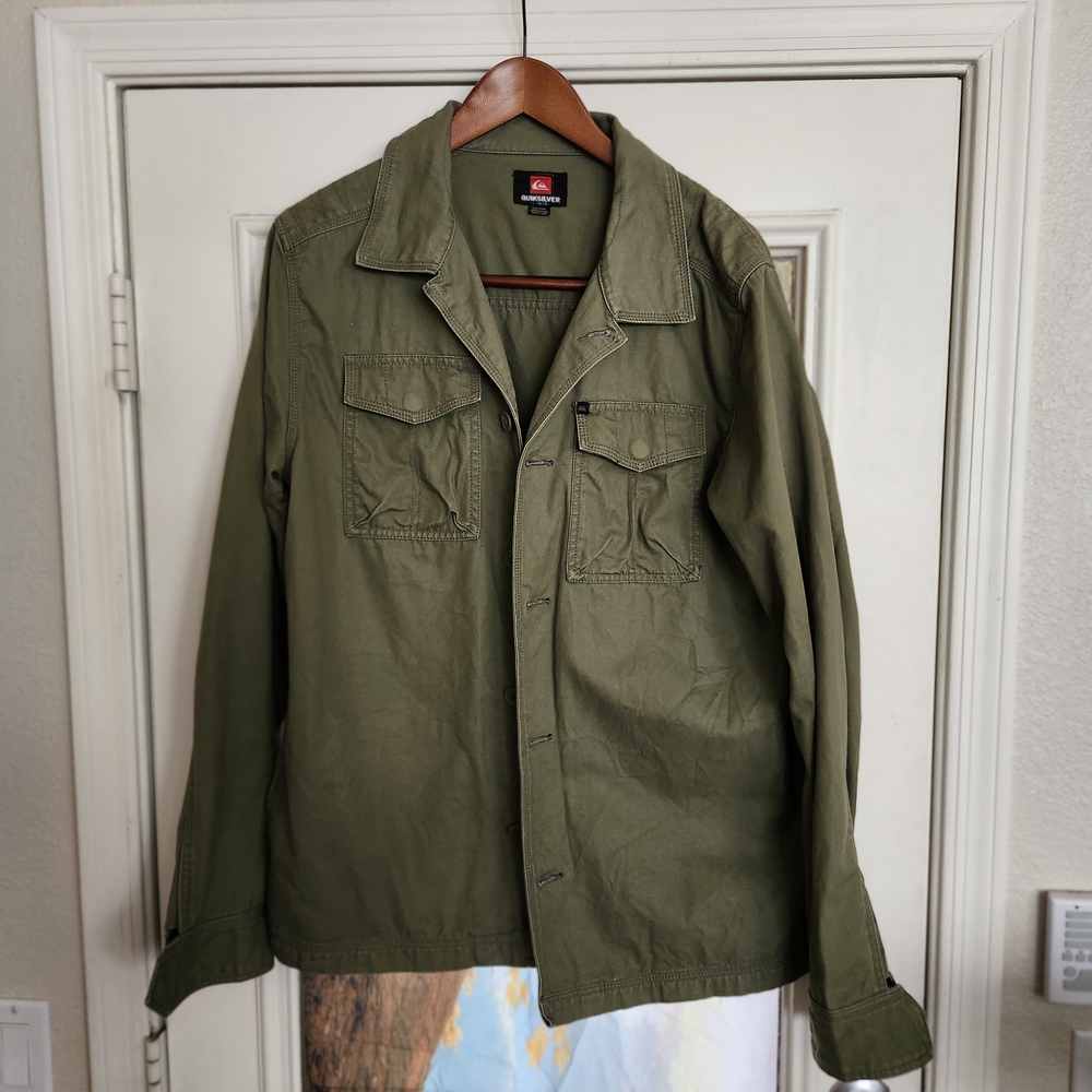 Quiksilver Olive Green Light Shirt Shacket L Large Jacket